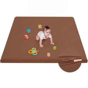 Waterproof Baby Play Mat for Floor Memory Foam 59 * 59 Cushion Playpen Playmat Tummy Time Crawling Mat Nursery Rug Thick Pad Create Soft & Safe Area for Infants,Toddler,Kids,Chestnut