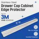 Stainless Steel Drawer Cap Protects Cabinet Edges from Damage. Slip-on Design with 3M Adhesive for a Secure fit. Fits 3/4" Thick or Less Doors and Drawers (Brushed Stainless, 23 Inch)