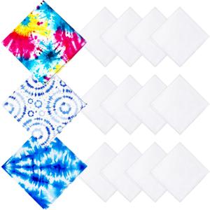 12pcs 55 * 55cm white pure cotton DIY headscarf set Cotton White Bandana Bulk for Tie Dying, Blank Bandanas for Women Men, Unisex Headband, 22" x 22" (White)