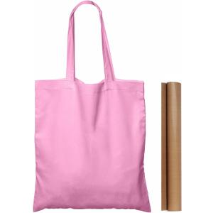 NPBAG 5 Pack 15'' X 16'' Baby Pink Cotton Tote Bags, Blank Bulk Cloth bags with 1pc of PTFE Teflon Sheet (Medium)