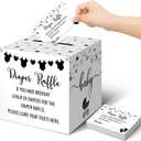 Teling 51 Pieces Diaper Raffle Tickets with Card Box Baby Shower Decorations Baby Shower Holder Box for Girl Boy Diaper Raffle Party(Fresh Style)