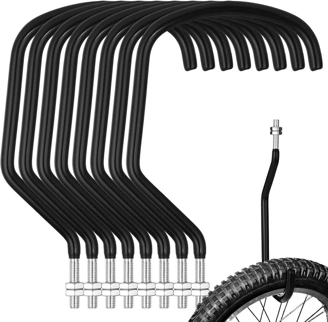 Shimeyao 8 Pcs Machine Thread Bicycle Storage Hook with Nut Heavy Duty Bike Hooks M10 x 1.5 Machine Threading Hook Rubber Coated Bicycle Hanger for Hanging Large Mountain Bike Tire (4.92 Inch,Black)
