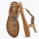 Aomigoct Sandals Women Flat Shoes: Dressy Summer Bohemian Flats Shoes for Women Sandals Comfortable Ankle Strap Outdoor Walking 12in