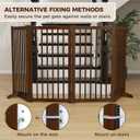 36" H Freestanding Pet Gate, Solid Wood Foldable Dog Gate with Support Feet, Wooden Tall Dog Gate for Doorway, Stairs & Indoor Use, 60" Wide Expandable Pet Fence, 4 Panels, Walnut