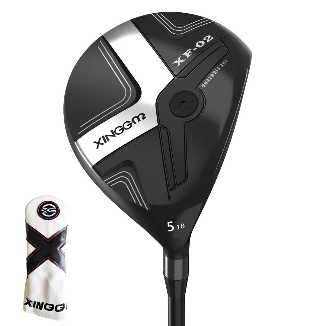 XINGGM XF02 Golf Fairway Wood-Premium Golf Club 3 Wood/ 2 Wood RH, High-MOI&Low CG Sole, Master The Fairway Wood with Ease (Graphite, 3 Wood, 2 Wood, Stiff, Right)