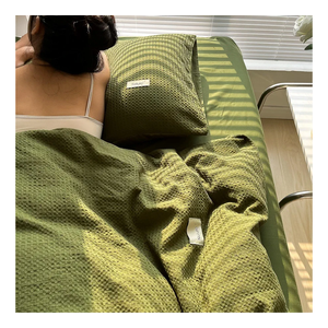 Duvet Cover Set King Size (104 X 90 Inches) 3 Pieces,Super Soft Yellow Knitted Waffle Texture and Washed Microfiber Quilt Cover,with Zipper Corner Ties (Dark Green, Queen(90''x90''))