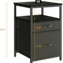 Herture Mini Fridge Stand with 3 Storage, Mini Fridge Cabinet, Beverage Fridge Table, Heavy Duty 18.11" L* 18.11" W Tabletop, for Dorm, Apartment,Office, Bedroom Black HB03BXB