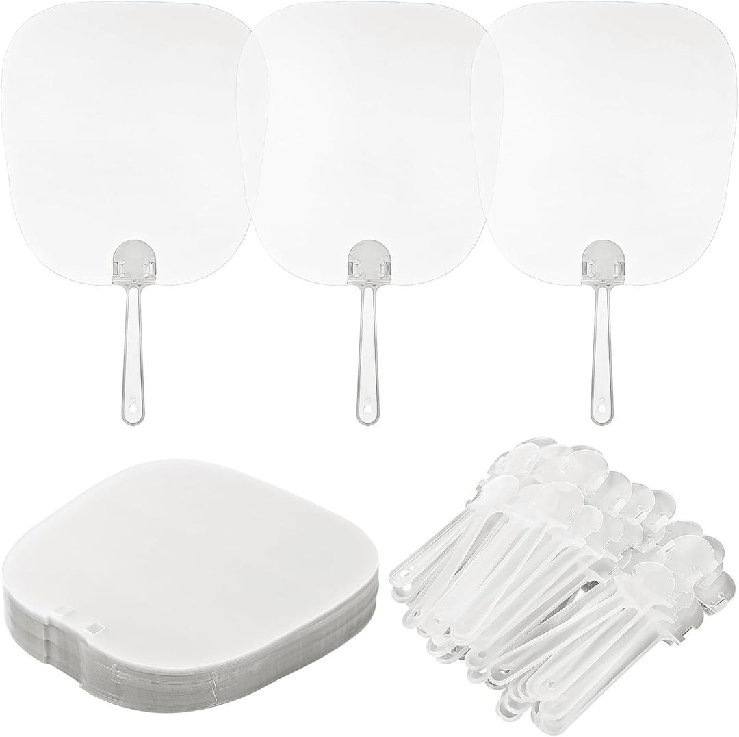 Homaisson 50 PCS Sublimation Handheld Fans, Church Fans Handheld Set, DIY Sublimation Blank Fans, Palm Leaf Shape Clear Plastic Fans for Wedding, Party, Crafting, Easy Assembly Homaisson 50 PCS Sublimation Handheld Fans, Church Fans Handheld Set, DIY Sublimation Blank Fans, Palm Leaf Shape Clear Plastic Fans for Wedding, Party, Crafting, Easy Assembly