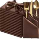 MILVOWOC 12 Pack Square Chocolate Brown Satin Napkins 20 x 20 Inch Soft Silk Dinner Napkins Smooth Decorative Table Napkins, Silky Cloth Napkins for Weddings Dinner Restaurant Party Decoration