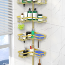 DAOYA Shower Caddy Tension Pole  Gold Corner Shower Caddy Stainless Steel Bathroom Shower Organizer for Tub Tension Rod Corner Shower Shelves(22114.2inch)