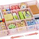 Marbrasse Expandable Desk Drawer Organizer, Mesh Tray with 10 Adjustable Compartments, Desk Organizers for Office Supplies, Makeup & Vanity (Expandable-Pink)