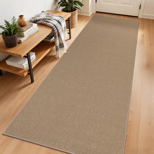 SHACOS Washable Runner Rug 3x8 ft, Woven Hallway Rug with Non Slip Rubber Backing, Indoor Outdoor Carpet Runner for Kitchen Entryway Farmhouse, Brown