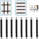 Adjustable Bed Sheet Straps Clips, Elastic Mattress Sheet Fasteners Holder and Suspenders, Grippers to Hold Sheet, Mattress, Sofa, Couch, Table Cloth, Ironing Board Cover, 8Pcs, Black