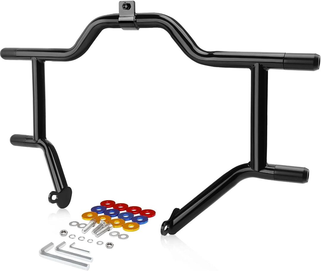 1997-2008 Engine Guard Crash Bar Compatible with Harley-Davidson Touring FLHTC FLHTCU FLHR FLTR FLHT FLHP Street Glide Road Glide Road King Electra Ultra Limited, Black