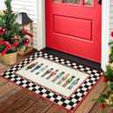 Christmas Nutcracker Indoor Doormat Washable Low Pile 2x3 Entrance Rug, Vintage Cute Checkerboard Holiday Christmas Throw Small Area Rugs for Bathroom Kitchen Entryway Front Door Nutcracker Decor (Black and White)