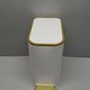 Cesun Small Bathroom Trash Can with Lid Soft Close, 5 Liter/1.3 Gallon Stainless Steel Garbage Can with Removable Inner Bucket, Step Pedal, Slim Waste Basket for Toilet, Office, Bedroom (White&Gold)