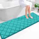 OLANLY Memory Foam Bath Mat Rug 70x24, Ultra Soft and Absorbent Bathroom Rugs, Non-Slip, Comfortable, Machine Washable Bath Carpet for Bathroom Floor, Tub, Shower and Home Decor Accessories, Teal