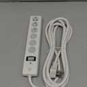 GE 6-Outlet Surge Protector, 4 Ft Extension Cord, Power Strip, 800 Joules, Flat Plug, Twist-to-Close Safety Covers, Protected Indicator Light, ETL Listed, White, 33658