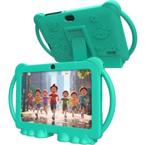 Kids Tablet 7 inch Android 12.0 for Toddler, 4GB RAM 32GB ROM Bluetooth IPS Screen Parental Control Dual Camera Shockproof Case for Educational Games, (Green)
