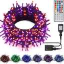 HOME LIGHTING 66ft Christmas Decorative Mini Lights, 200 LED RGB Changing 8 Functional Green Wire Fairy Halloween Lights with Remote Timer, Plug in Indoor Outdoor Xmas Wedding Party Decor