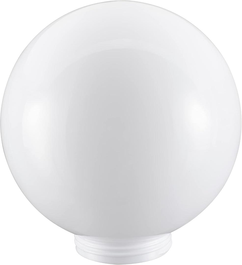 Aspen Creative 28002-21, 8" White Acrylic Replacement Lamp Post Globe with 3-1/4" Threaded Neck