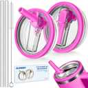 2 Pack 40 oz Flip Straw Leak Proof Lid for Stanley H2.0 Quencher, Stanley Lid Replacement 40 oz for Stanley Cup Accessories ProTour, No Spill Proof Straw Cover for Stanley (Rose Red & Rose Red)