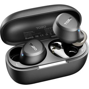 TOZO A1 Wireless Earbuds Bluetooth 5.3 Light Weight in Ear IPX5 Waterproof Headphones 2 Mic for AI Calls, Immersive Premium Sound Bass Headset with Charging Case, 32 Presets EQ Customization via App (Small, Black)