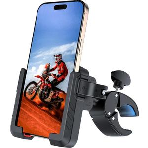Bike Phone Mount Holder,Biking & Recording Video 2025 Universal Motorcycle Phone Mount Bicycle Accessories Handlebar Cell Phone Clamp for Scooter, Compatible with iPhone 16/15 Pro Max, Red