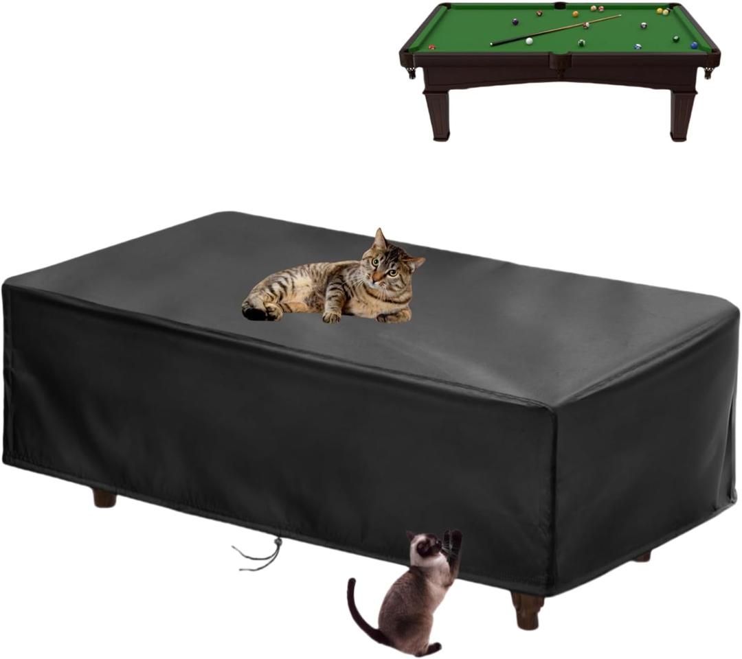 2025 Upgraded FabricSaking Pool Table Cover Waterproof, 420D Heavy Duty 6/7/8/9 Ft Billiard Table Cover Indoor & Outdoor, Scratch-Resistant Polyester Cloth Cover for Pool Table -(6FT, Black)