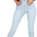 Hybrid & Company Womens Classic Denim Mid Rise Skinny Jeans Super Stretch Pants (22 Plus, High Waist Light Wash)