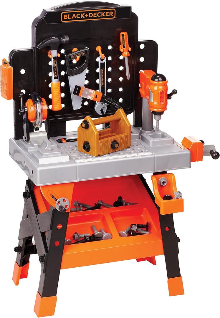 JAKKS Pacific Black+Decker Kids Workbench - Power Tools Workshop - Build Your Own Toy Tool Box 75 Realistic Toy Tools and Accessories