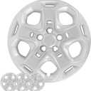 17 Inch Hubcaps Wheel Covers Compatible with 2010-2012 Ford Fusion, Bolt-On ABS+PC Hubcap Replacement for 17" Factory Steel Wheels, Replace AE5Z1130D, 5 Split Spoke Silver ;Set of 4
