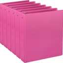 3 Ring Binders, Standard Round Ring Binder Fit Letter Size Paper, Presentation 1-Inch Binders, 6-Pack, Pink
