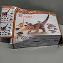 24" Large Dinosaur Toys for Kids 3-5, Big Dinosaur Tyrannosaurus rex Figure Toy with 10+ Dinosaurs Belly Storage, Gliding Wheels, Lights Sounds & Mist Spray  T-Rex that eats Toy for Boys Gift (Blue)