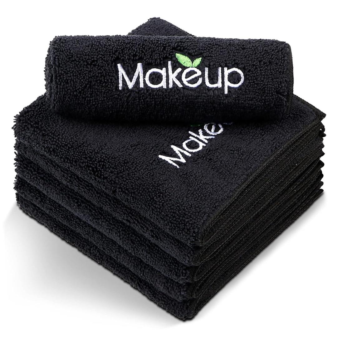 Orighty Microfiber Makeup Remover Cloths - Super Soft, Quick Dry Face Towels for Cleansing, 13 x 13 Inch, 6 Count, Black