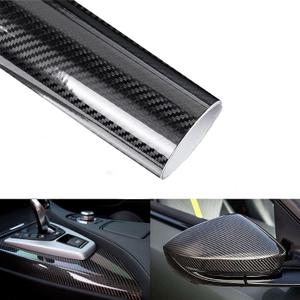 Lypumso Carbon Fiber Vinyl Wrap 6D Gloss Black, Self Adhesive Car Wrap Film with Air Release Technology, Automotive DIY Vinyl Sticker for Vehicle Interior & Exterior (Black, 1ft x 10ft)