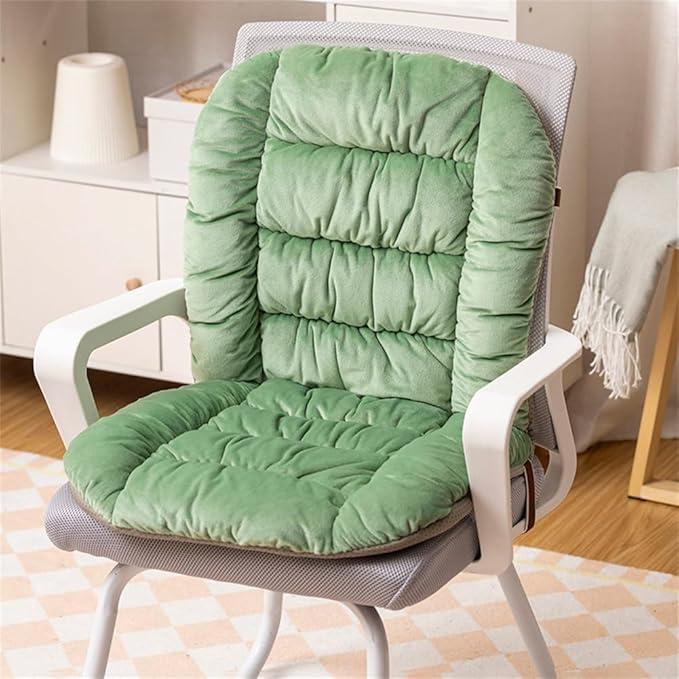 Plush Chair Pad with Ties Rocking Chair Cushion Soft Seat Pad for Dorm Desk Chair (Green)
