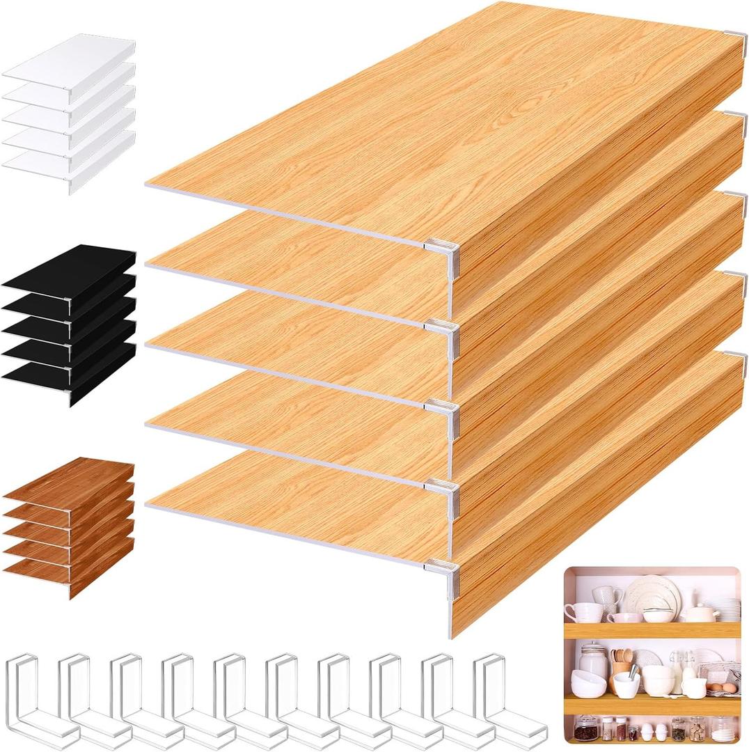 Hoolerry 5 Pcs Wire Shelf Covers Foamed PVC Wire Rack Covers for Removable Closet (Not Wood) Pantry Shelves for Cabinet Bathroom Kitchen Shelving Decoration(Wood Color,27x16inch)