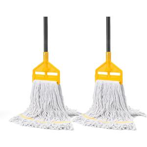 4 x KeFanta 2 Pack Commercial Mop Heavy Duty Industrial Mops,60 inch Long Handle with Looped-End String Cotton Wet Mop Head Replacement for House,Kitchen,Laminate,Tile,Vinyl,Hardwood Floor Cleaning