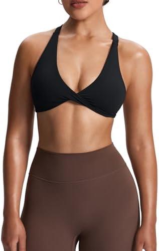 Aoxjox Women's Workout Sports Bras Fitness Satara Low Impact Bra Yoga Crop Tank L