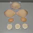 Invisible Sticky Bra Push Up, Reusable Adhesive Bra for Backless Dress, Seamless Silicone Nipple Covers for Women (B Cup, Beige, 2PCS)
