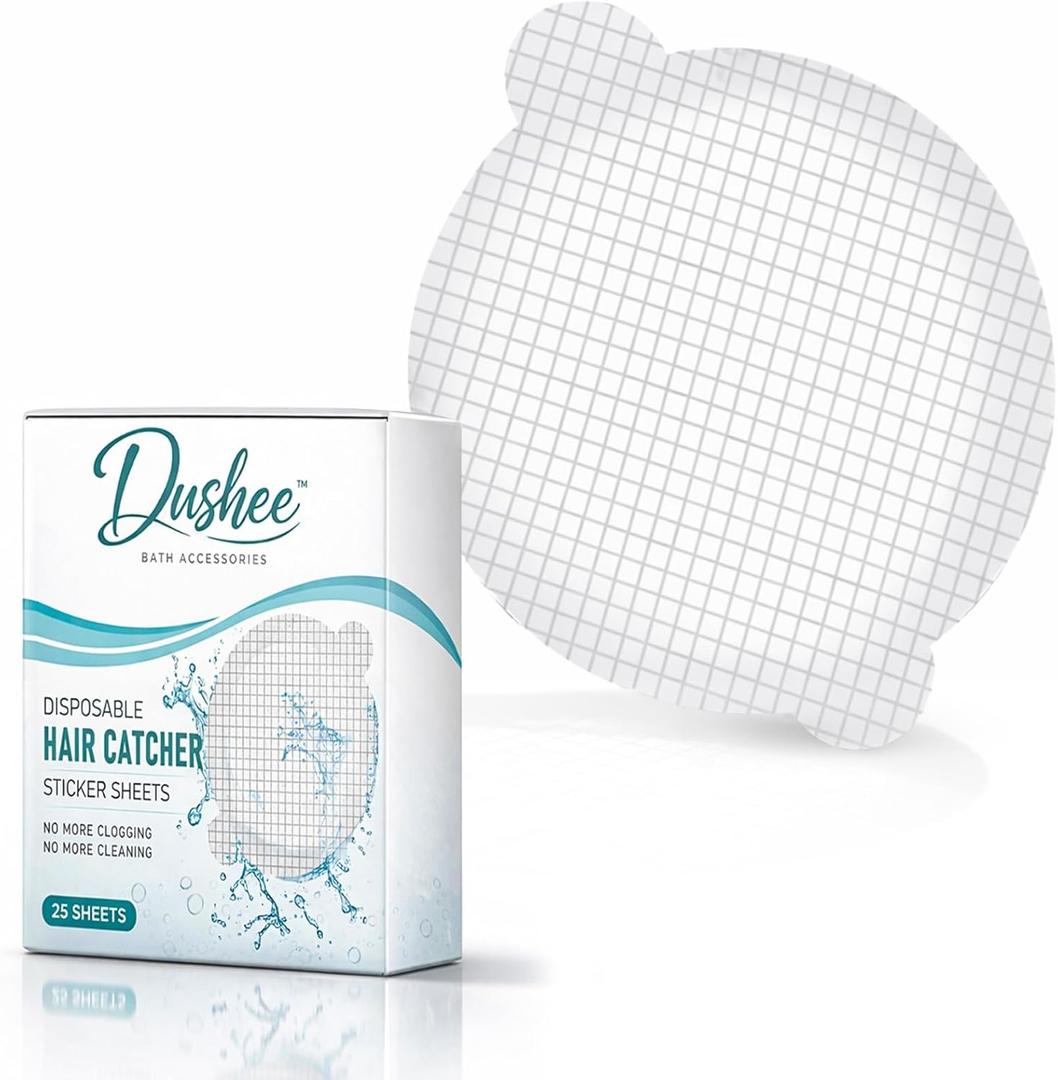 Disposable Shower Drain Hair Catcher Stickers  25 Pack Peel & Stick Mesh Drain Covers, Waterproof Adhesive Hair Trap, Keeps Hair Out of Drains for Shower & Bathtub