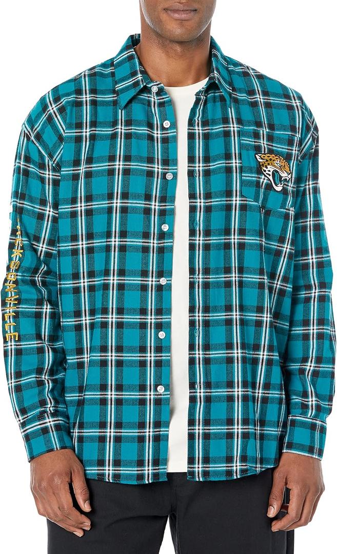 3 x FOCO NFL Wordmark Basic Flannel Shirt (Red, XL)