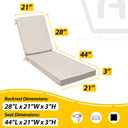 AAAAAcessories Outdoor Chaise Lounge Cushions, Fade-Resistant, Waterproof Patio Furniture Replacement Cushions, 72" x 21" x 3", Sandstone Beige