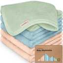 6-Pack Baby Washcloths Soft Absorbent Viscose from Bamboo Washcloths for Face, Body, Baby Towels for Newborn, Kids, Toddlers, Infant, Gentle on Sensitive Skin, 10x10 Reusable Face Towels (Mellow)