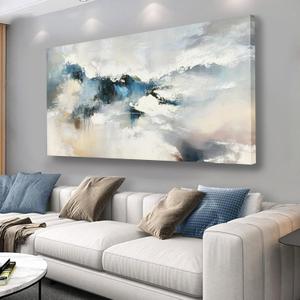 Yuaxker Abstract Wall Art Blue and White Wall Decor Vogue Canvas Painting Artwork for Living Room Bedroom Dining Room Office Home Decor 24x48 Inch