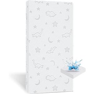 Crib Mattress Topper 2" x 27.5" x 52", High Density Foam Breathable Baby and Toddler Mattress Topper with Waterproof Removable and Washable Cover, Fits Standard Cribs and Toddler Beds