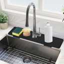 Kitchen Sink Splash Guard, 20 inch Silicone Faucet Guard & Draining Mat, 10 Large Slope Sink Faucet Mat Splash Guard, Bathroom Sink Organizer, Kitchen Sink Accessories Gadgets, 20 x 5.5, Black