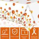 Ganeen 3 Pcs Fall Floral Tablecloth Autumn Tablecloths Disposable Plastic Table Cloth Watercolor Wildflower Table Cover Rectangle for Harvest Thanksgiving Wedding Birthday Party Decor, 108 x 54 Inch