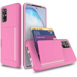 FDTCYDS Galaxy s20 Plus Case with Card Holder, Credit Card Slot Protective Wallet Cover Case for Samsung Galaxy S20+(6.7 inch Edition) (Pink)